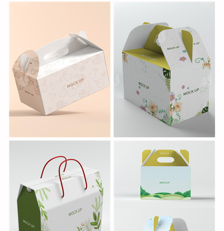 87款礼盒手提箱卡扣纸箱五谷干果水果包装箱子VI提案样机PSD设计素材 设计素材 第21张