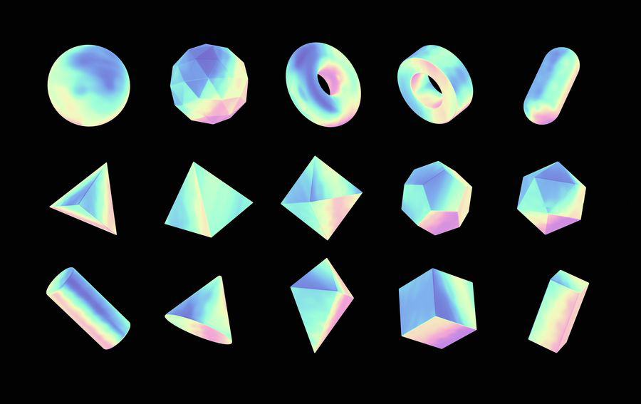 PNG素材-100款全息效果3D几何形状PNG素材合集 图片素材 第11张