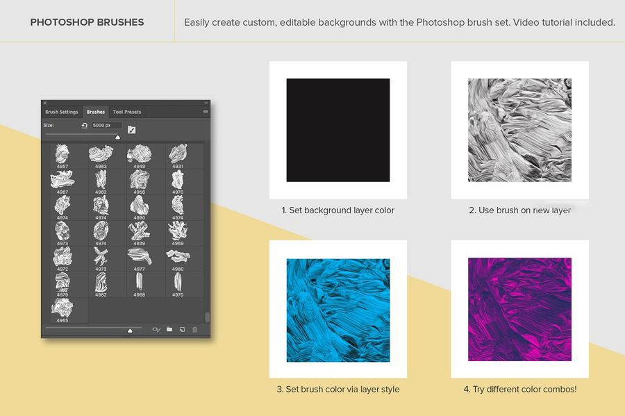 PNG素材-抽象缤纷油画颜料混色肌理效果PNG素材及PS笔刷 图片素材 第4张
