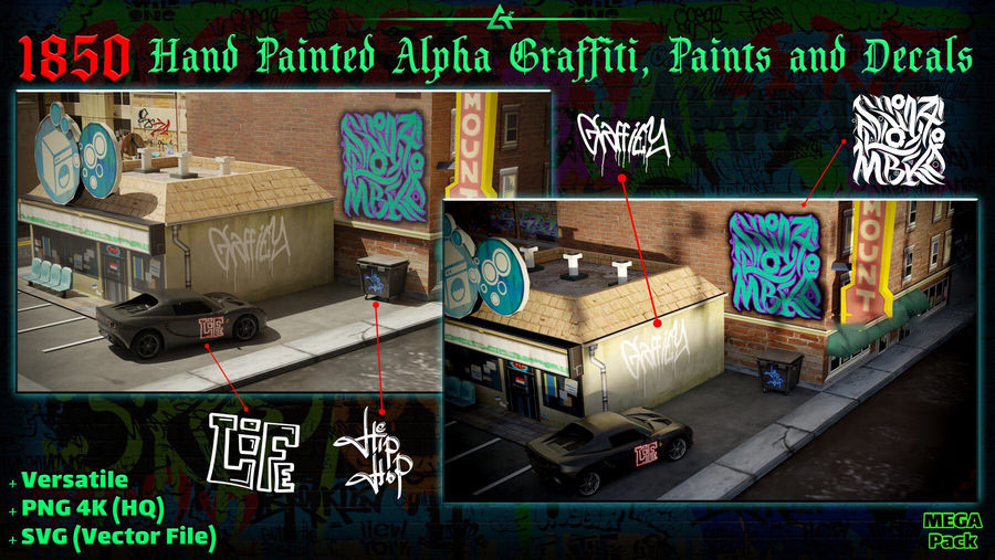 PNG素材-街头元素艺术油漆贴花涂鸦效果的手绘贴纸PNG素材 图片素材 第3张
