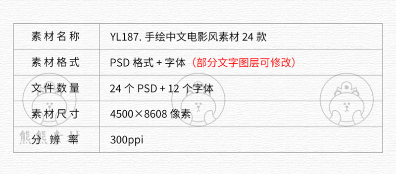 24款手绘中文电影风海报婚纱写真摄影楼后期文字排版设计PSD模板素材 图片素材 第2张