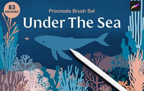 Procreate笔刷-海底世界海洋生物海藻类图案笔刷