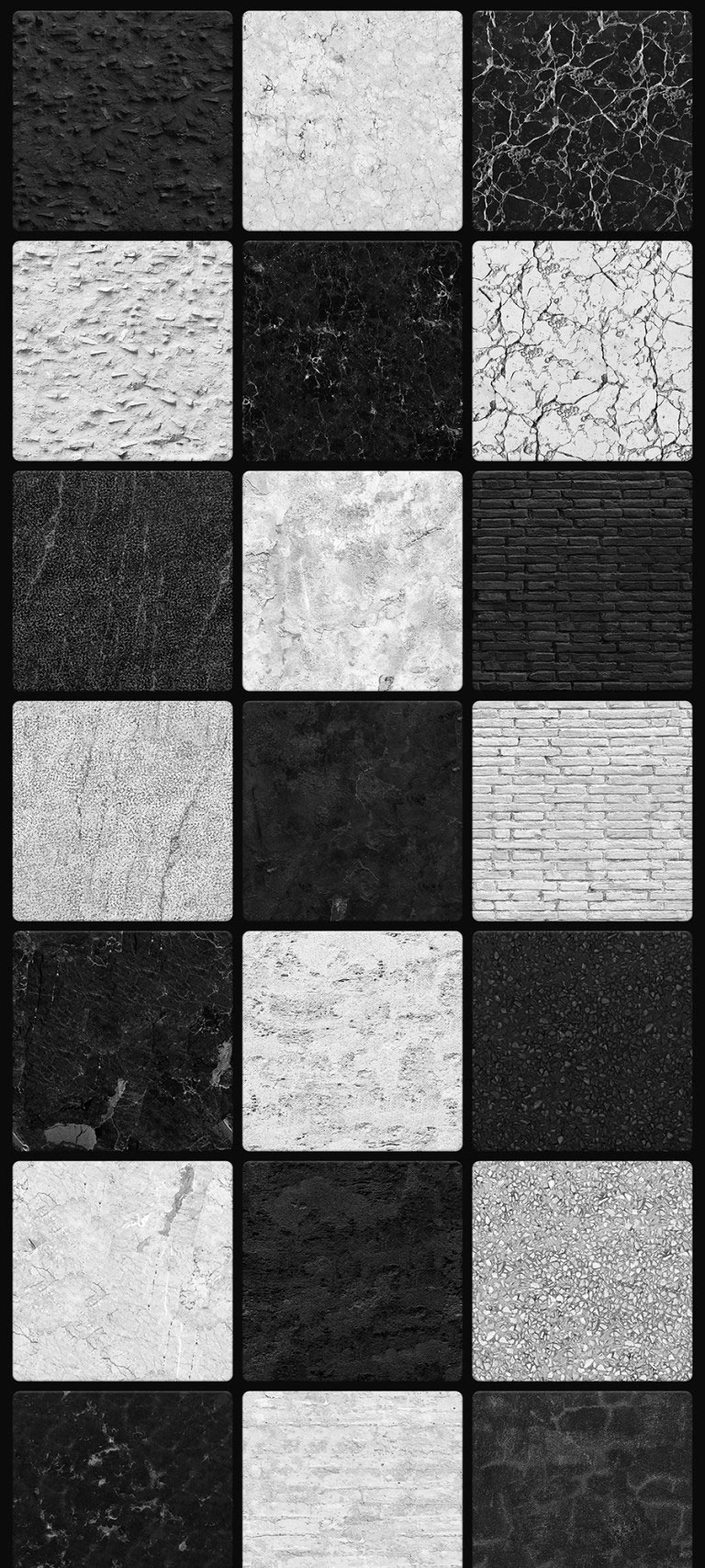 48款黑白砖墙无缝纹理 图片素材 第2张