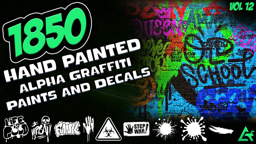 PNG素材-街头元素艺术油漆贴花涂鸦效果的手绘贴纸PNG素材 图片素材 第1张