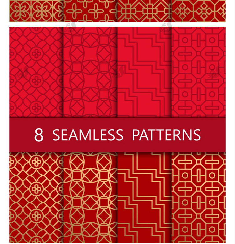 100款中国风喜庆新年传统红包封面底纹无缝图案AI矢量平面包装设计素材 设计素材 第5张