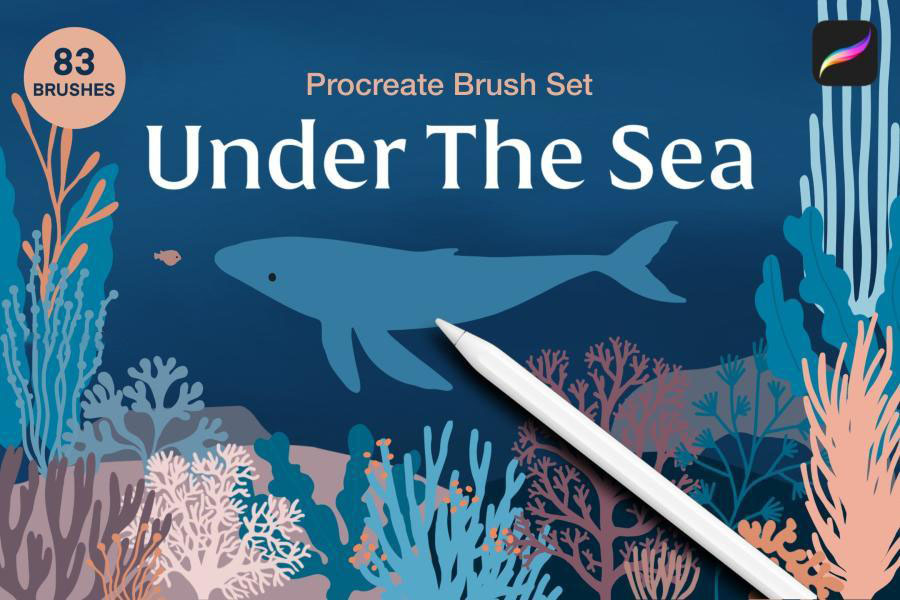 Procreate笔刷-海底世界海洋生物海藻类图案笔刷 笔刷资源 第1张