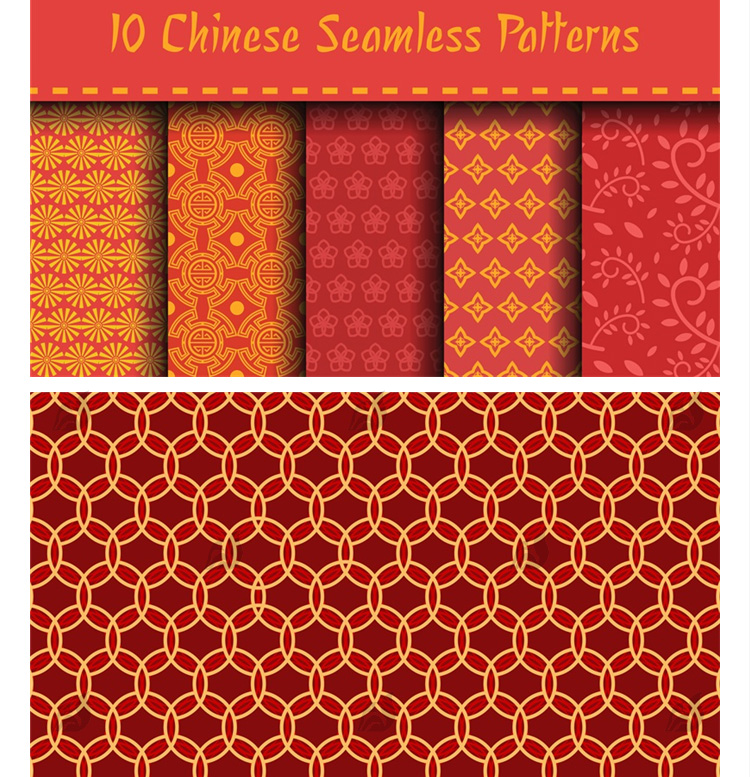 100款中国风喜庆新年传统红包封面底纹无缝图案AI矢量平面包装设计素材 设计素材 第11张