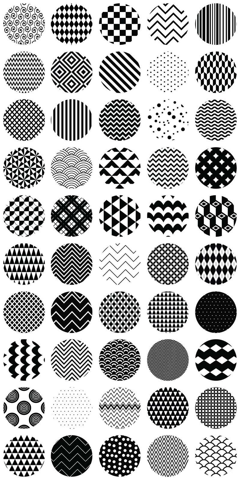 50个几何图形的黑白图案，AI PAT PNG格式 图片素材 第2张