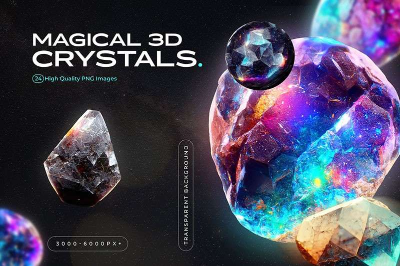 超写实3D彩虹水晶宝石PNG图片素材 图片素材 第1张