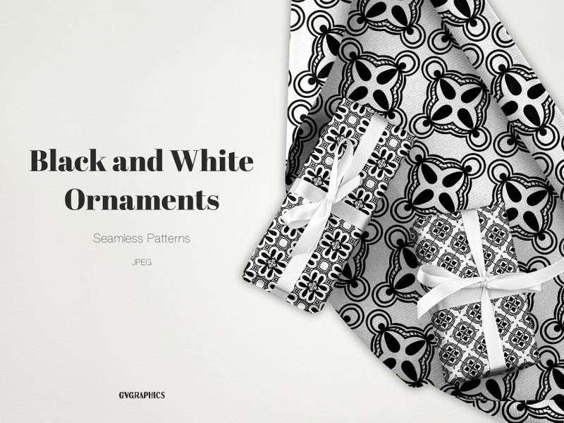 12个黑白无缝装饰图案，JPG格式 图片素材 第1张