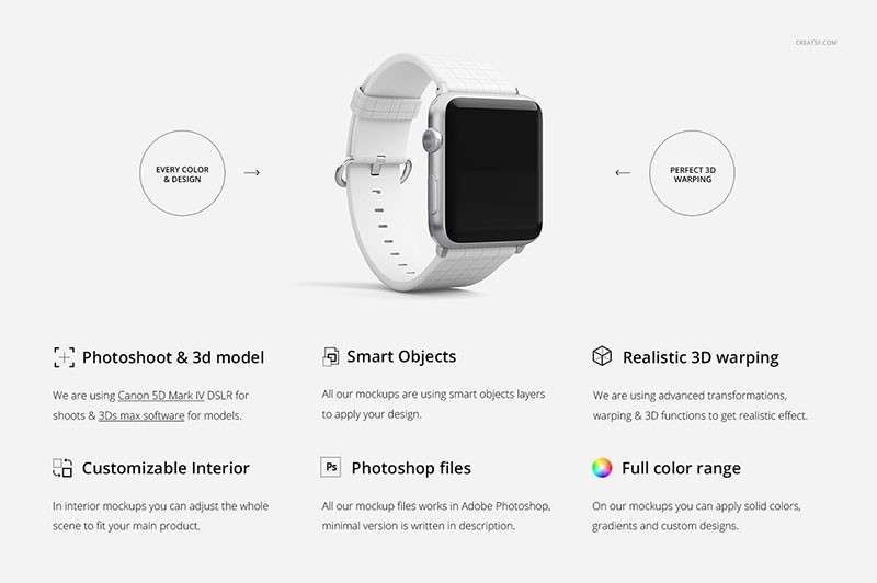 Apple Watch苹果手表带设计展示样机模板PSD 样机素材 第2张