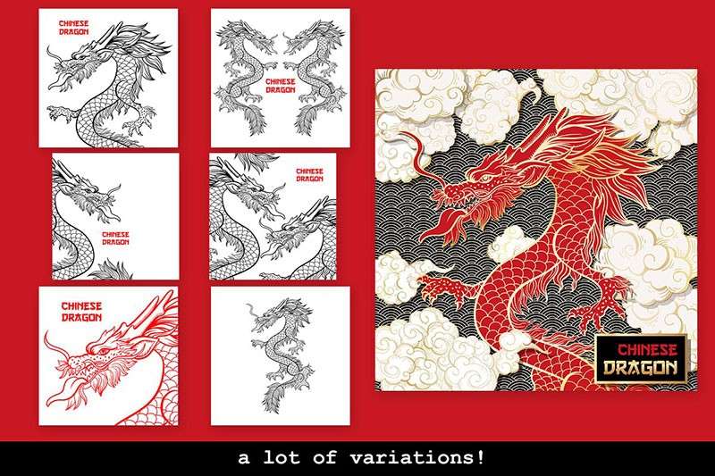 中国传统龙纹祥云矢量图案，AI源文件 图片素材 第4张