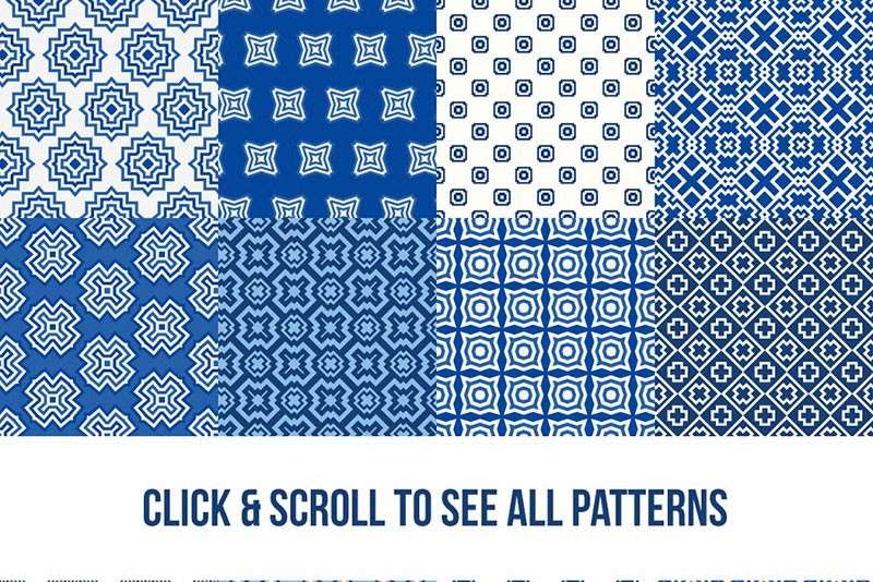 50个蓝色几何对称包装图案，AI JPG格式 图片素材 第2张