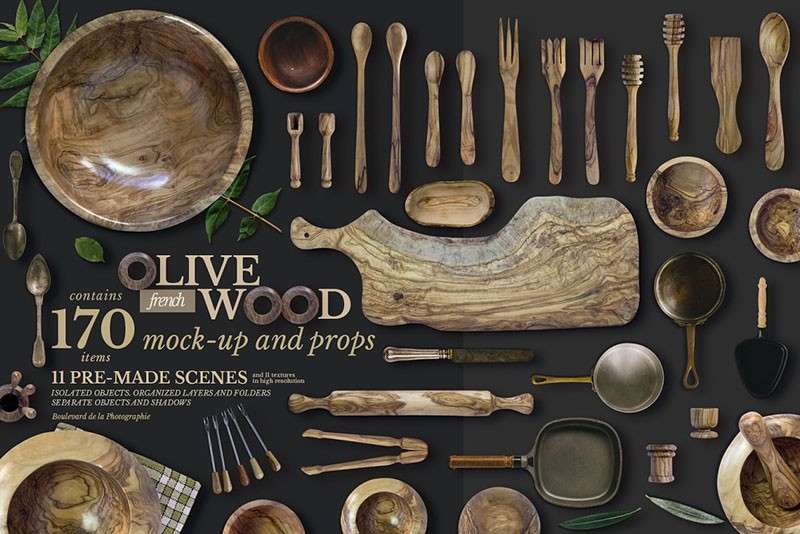 高端木制餐具厨具图片素材PSD格式 图片素材 第1张