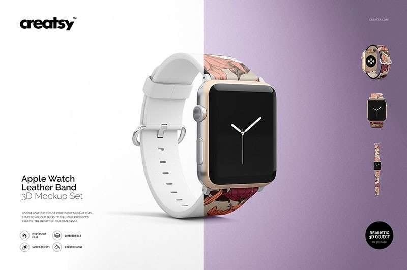 Apple Watch苹果手表带设计展示样机模板PSD 样机素材 第1张