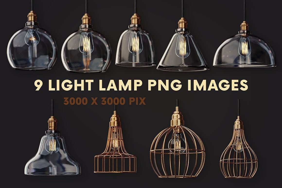 复古灯泡灯具和背景图PNG免抠素材 图片素材 第6张
