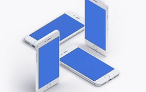 白色iPhone7 多角度展示模版，PSD分层