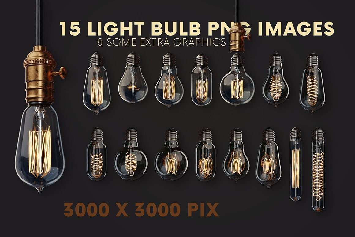 复古灯泡灯具和背景图PNG免抠素材 图片素材 第2张