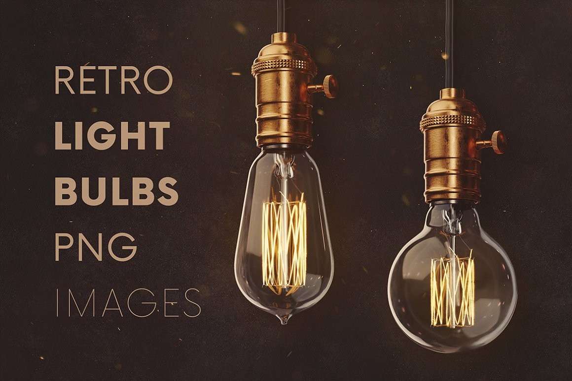 复古灯泡灯具和背景图PNG免抠素材 图片素材 第1张