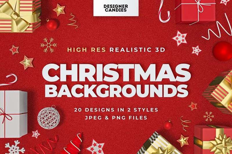 3D圣诞主题背景图，JPG PNG格式 图片素材 第1张