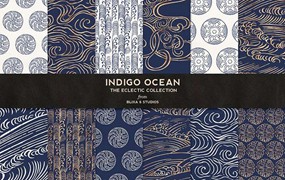 12张日本传统海浪图案，JPG格式