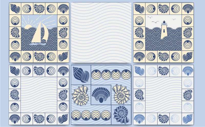 25个贝壳主题无缝背景图案，AI PNG格式 图片素材 第11张