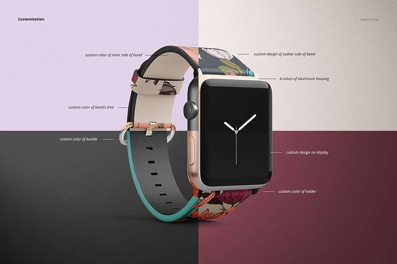 Apple Watch苹果手表带设计展示样机模板PSD 样机素材 第4张