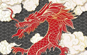 中国传统龙纹祥云矢量图案，AI源文件