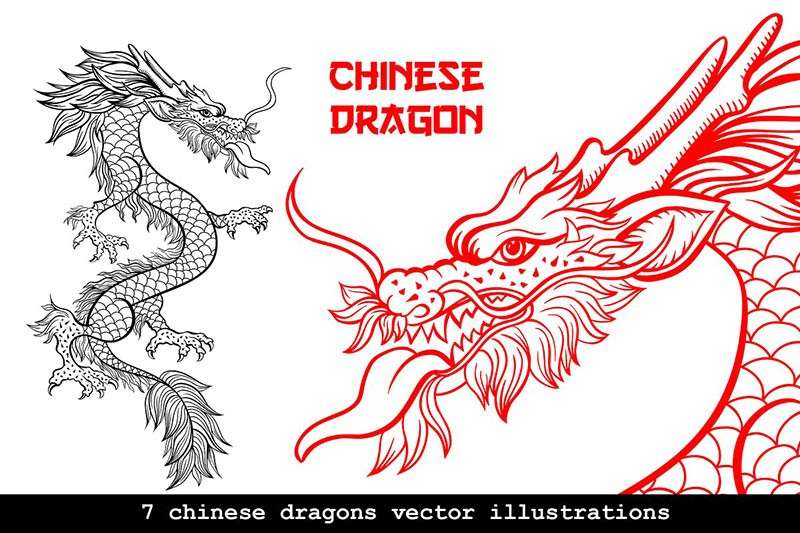 中国传统龙纹祥云矢量图案，AI源文件 图片素材 第2张