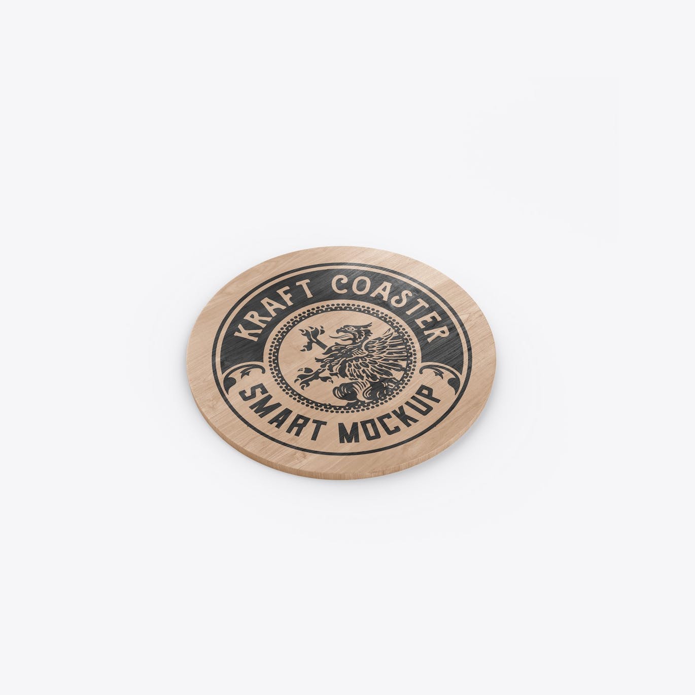 木制圆形杯垫Logo设计样机 Set Round Wooden Coaster Mockup 样机素材 第10张