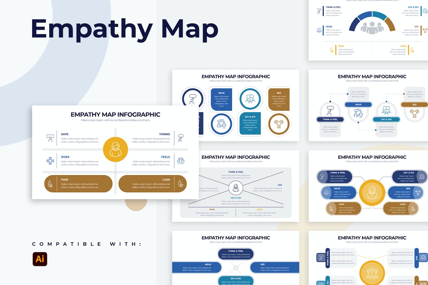 商业同理心图信息图表矢量模板 Business Empathy Map Illustrator Infographics 幻灯图表 第1张