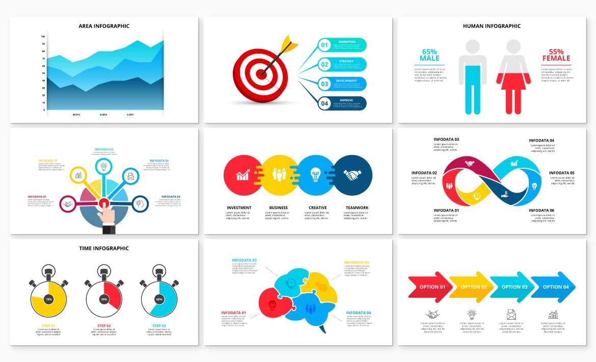 商业多用途信息图表元素集合 Business Infographics Elements Set 幻灯图表 第2张