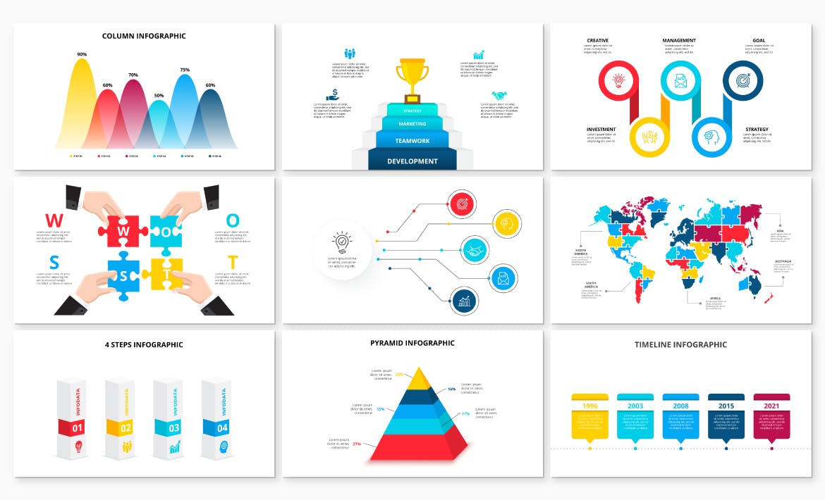 商业多用途信息图表元素集合 Business Infographics Elements Set 幻灯图表 第3张