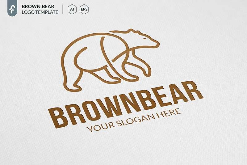 棕熊简笔画LOGO标志矢量模板，AI源文件 图标素材 第1张