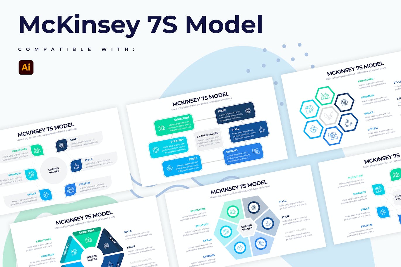 麦肯锡7S模型信息图表矢量模板 Business McKinsey 7S Model Illustrator Infographic 幻灯图表 第1张