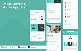 在线学习应用App模板UI套件 Online Learning Mobile App UI Kit