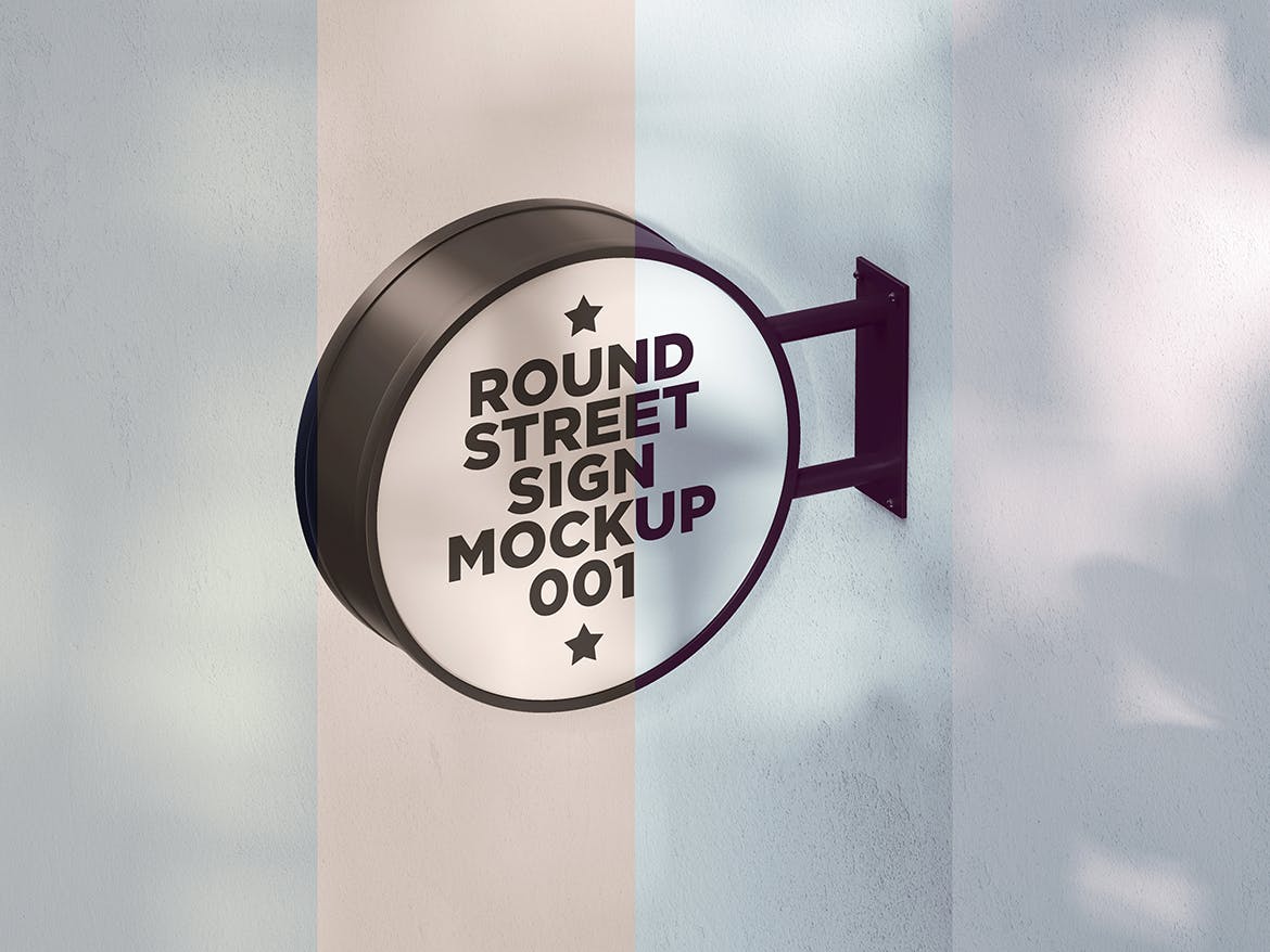 圆形街道标志招牌样机v1 Round Street Sign Mockup 001 样机素材 第5张