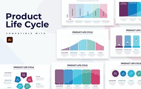 产品生命周期信息图表矢量模板 Product Life Cycle Illustrator Infographics