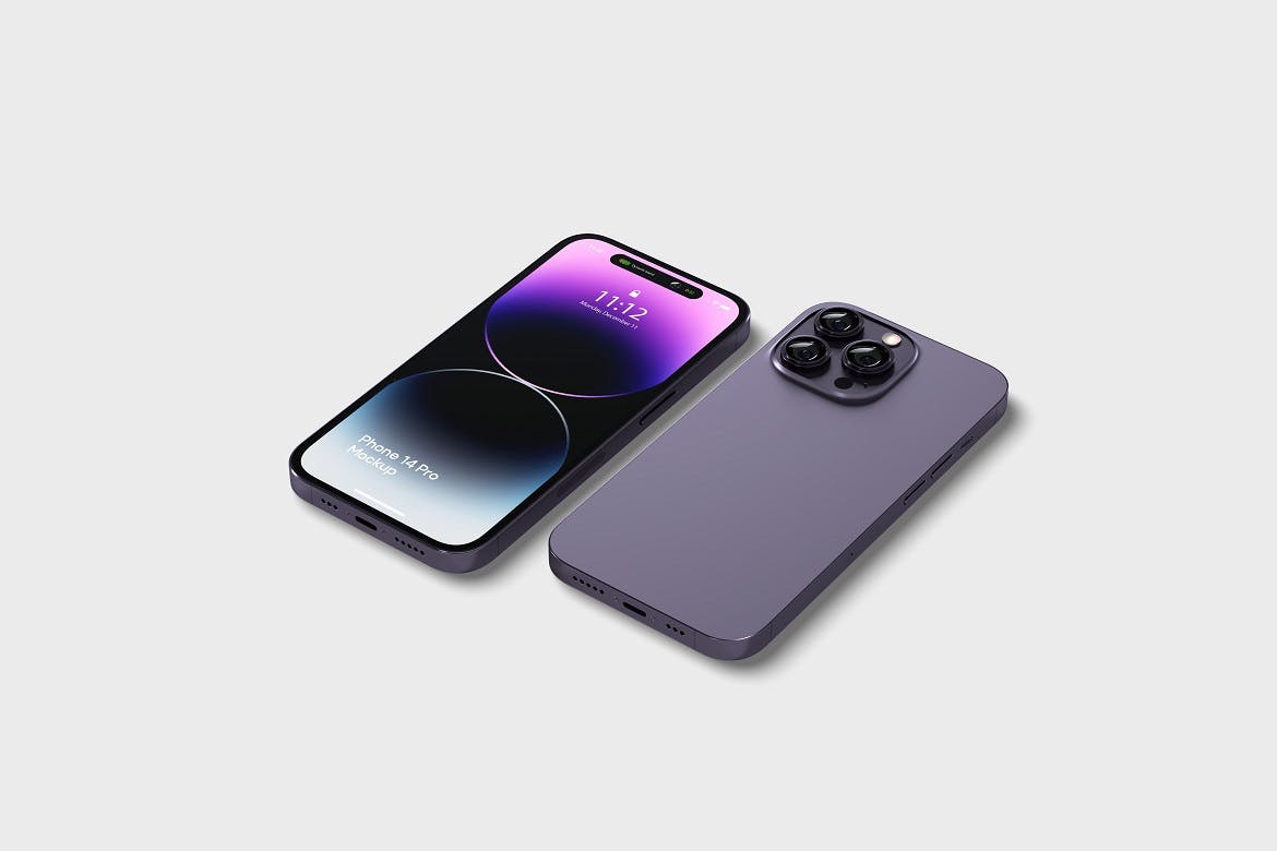 紫色iPhone 14 Pro苹果手机样机 Phone 14 Pro Mockup 样机素材 第2张