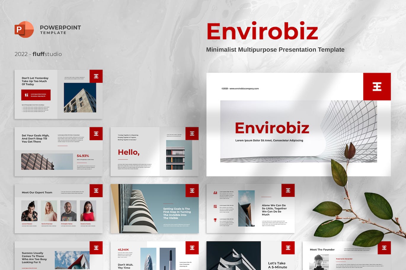 公司管理流程培训PPT设计模板 Envirobiz – Business PowerPoint Template 幻灯图表 第1张