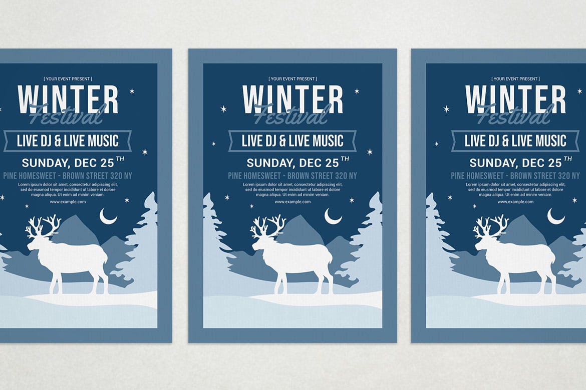 麋鹿冬天活动传单素材 Winter Festival 设计素材 第3张