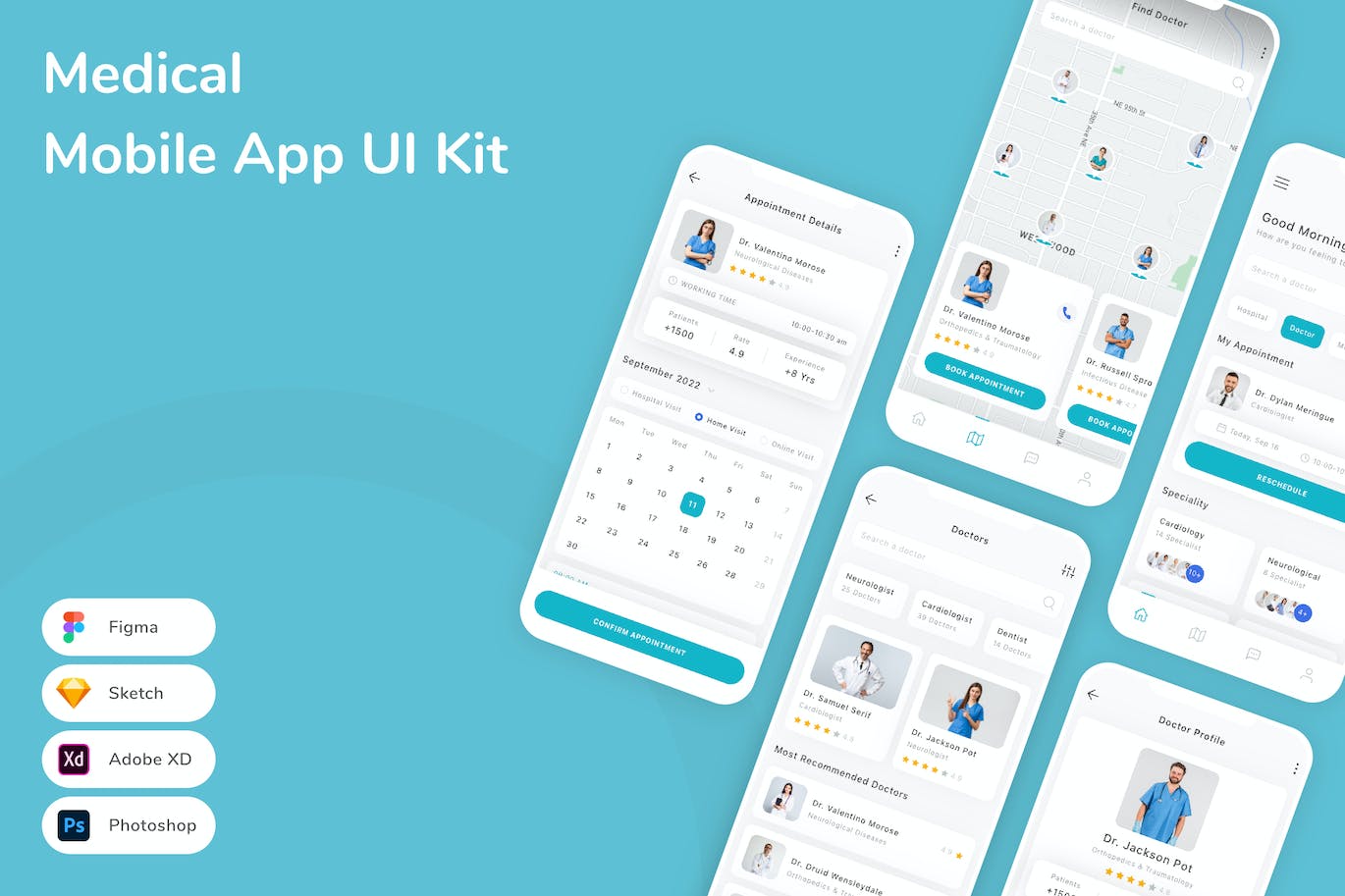 医学医疗App应用程序UI设计模板套件 Medical Mobile App UI Kit APP UI 第1张