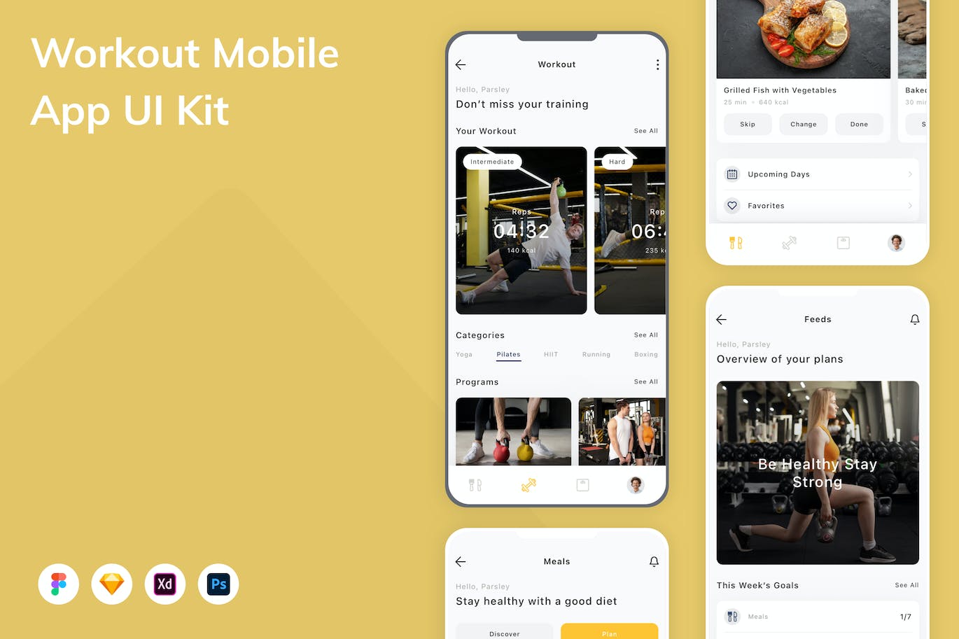 健身训练App应用程序UI设计模板套件 Workout Mobile App UI Kit APP UI 第1张
