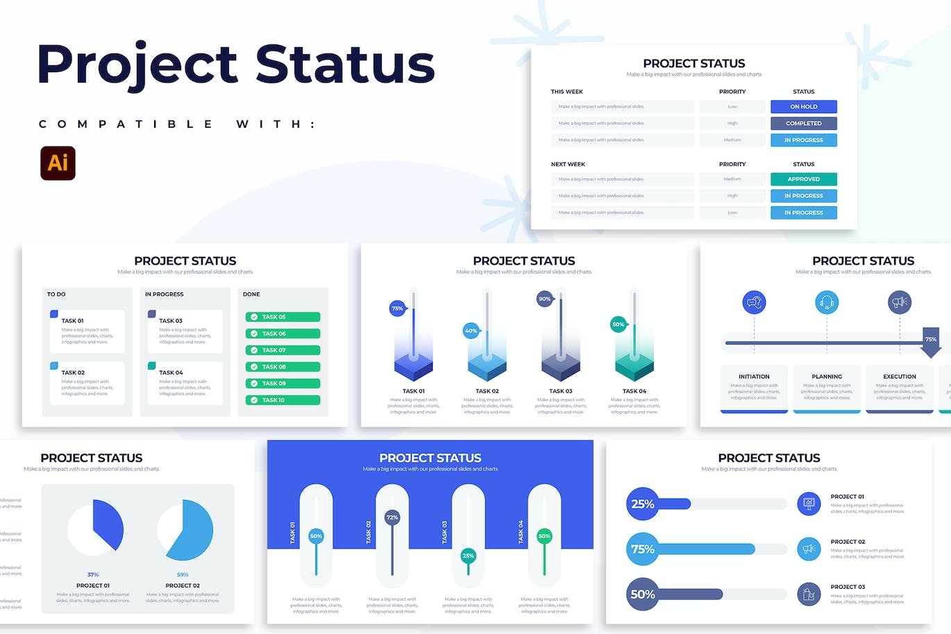 项目状态信息图表矢量模板 Business Project Status Illustrator Infographics 幻灯图表 第1张