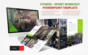健身锻炼PPT幻灯片模板下载 Sport – Fitness Business Workout PowerPoint