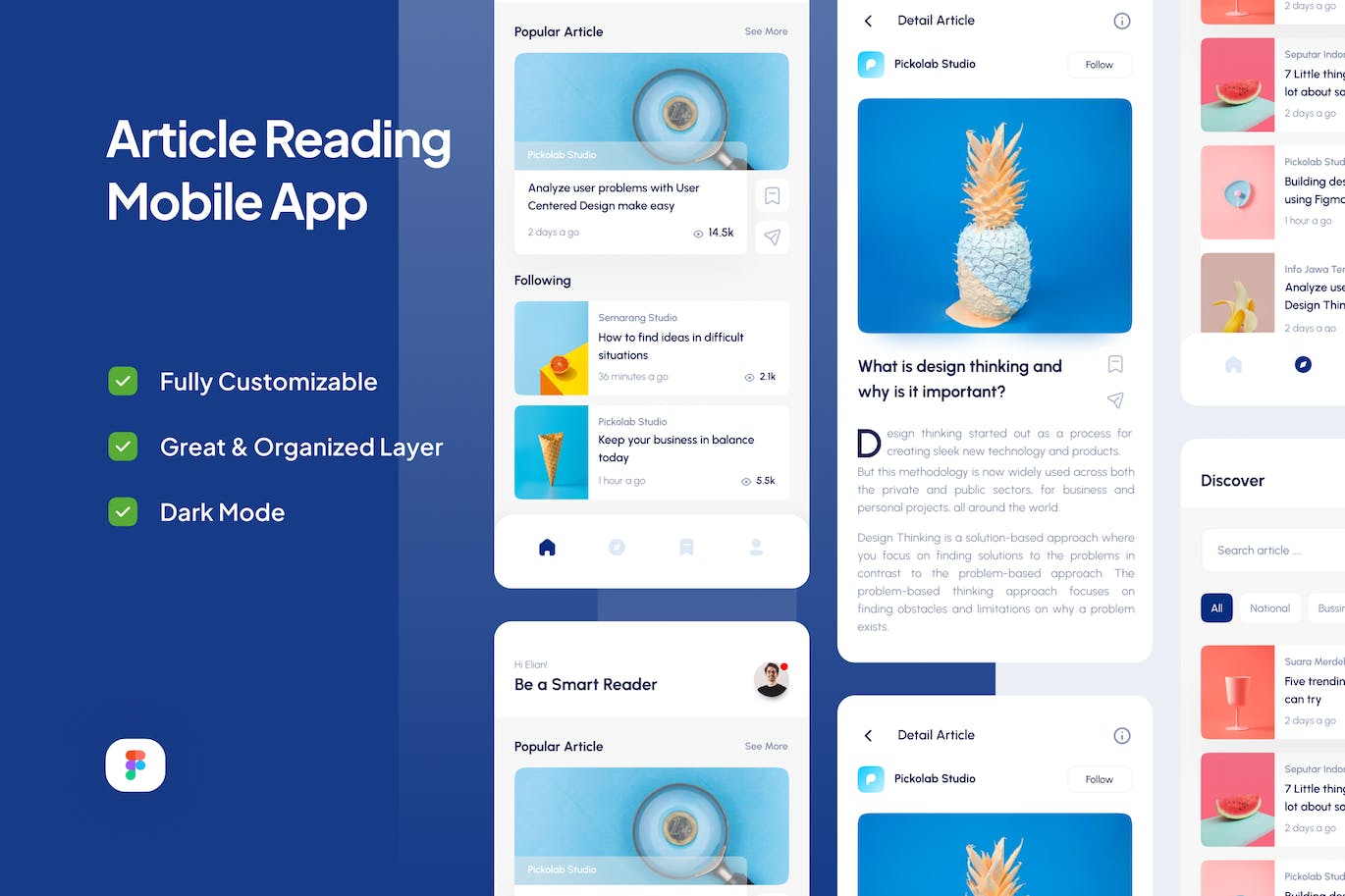 文章阅读移动应用程序UI套件 Article Reading Mobile App APP UI 第1张
