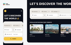 旅行航班预订Web/移动应用程序UI概念模板 Flight – Web/ Mobile App UI Concept