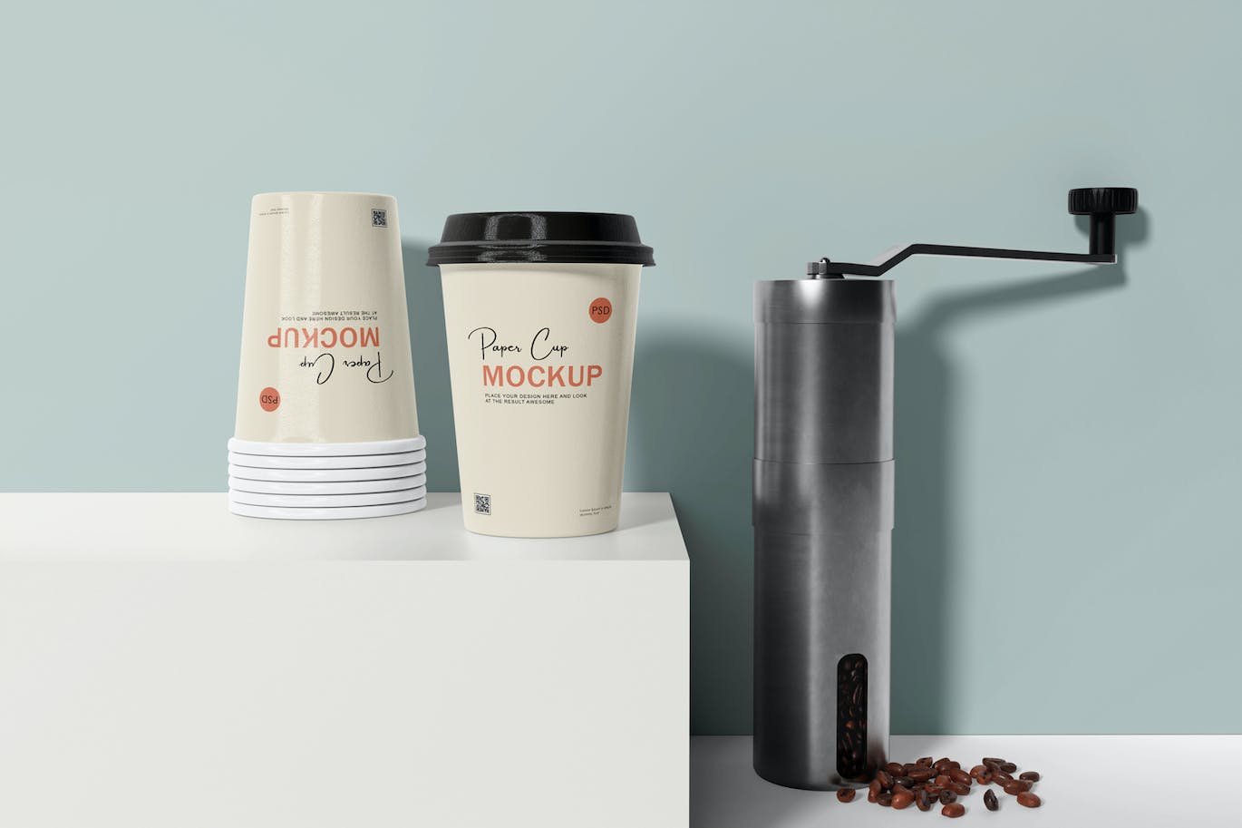 咖啡机咖啡杯包装设计样机 Coffee cup mockup with coffee machine 样机素材 第8张