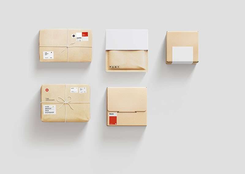 49个牛皮纸箱纸盒包装设计样机素材PSD 样机素材 第1张