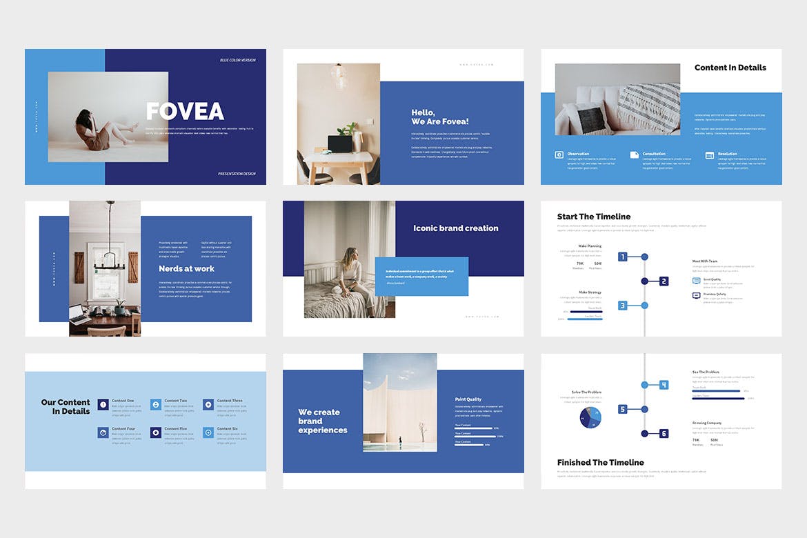 创意蓝色商业PPT演示幻灯片模板 Fovea : Creative Blue Powerpoint Template APP UI 第8张